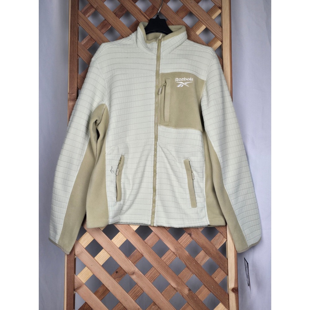 Reebok Full Zip Fleece Jacket Mens Large Stucco Grid Texture OMRB1533 - New